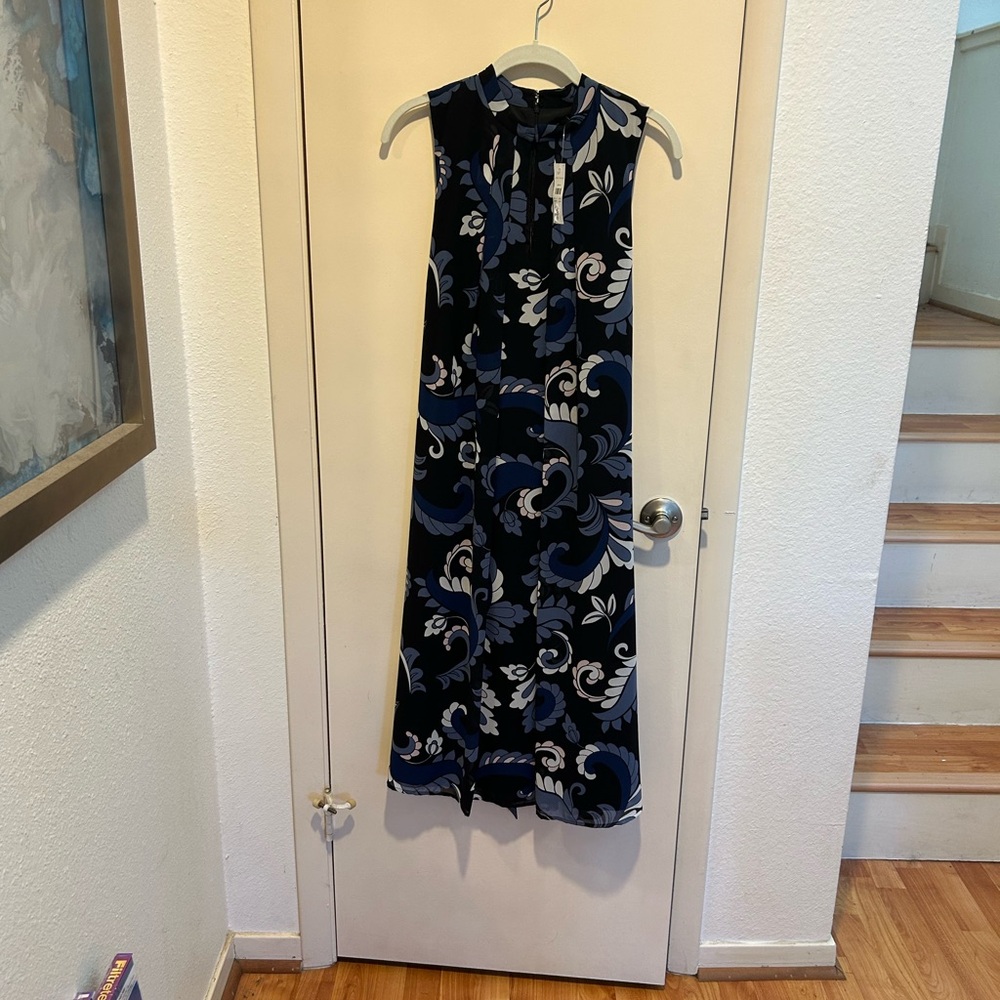 Ann Taylor Navy and Black Floral Maxi Dress